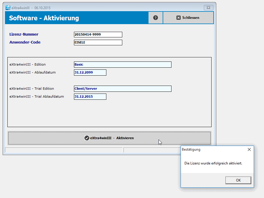 Bestaetigung Aktivierung